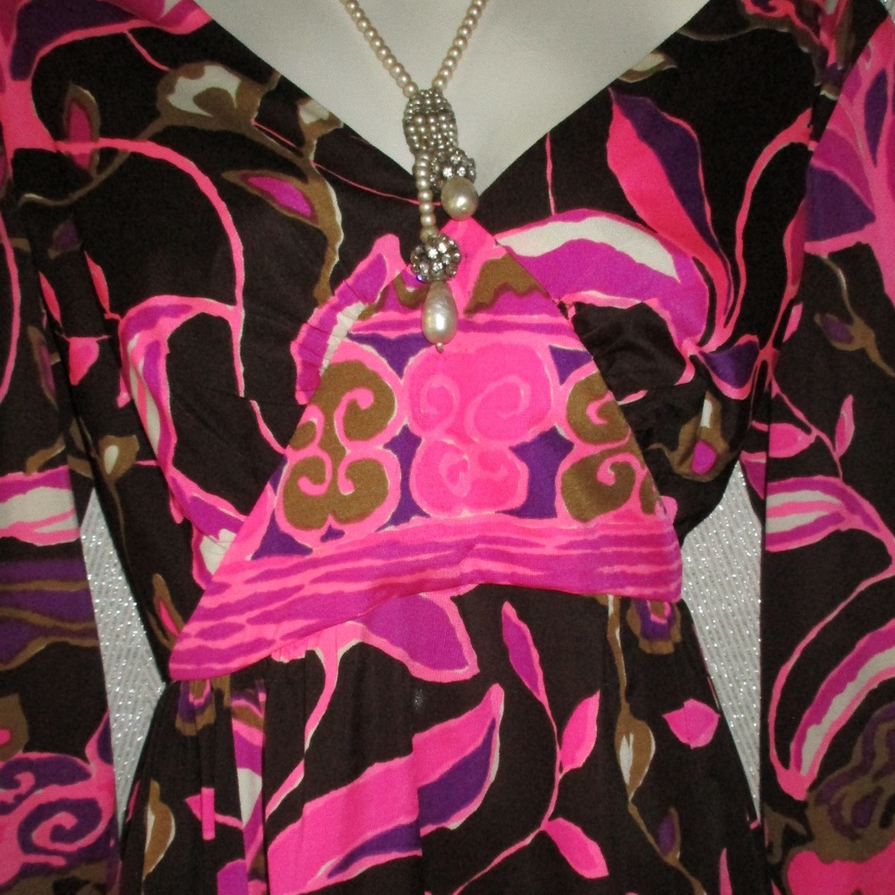 VTG CLIFTON WILHITE MAXI DRESS 70'S HIPPIE FLORAL